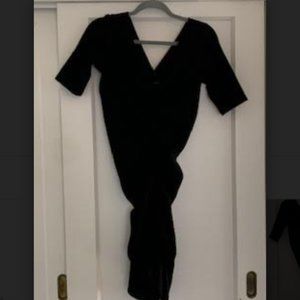 Obakki Knit black V neck dress